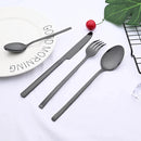 Ljojo 24-Piece Stainless Steel Black Cutlery Set Dinnerware Flatware Tableware