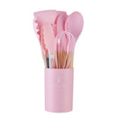 Ljojo 12-Piece Silicone Utensils Set with Wooden Handles for Non-Stick Cooking