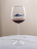 Ljojo 10oz 3D Shark Red Wine Goblet Cup in Pink, White, Blue, Grey