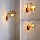 Ljojo Medieval Style Walnut Wall Lamp for Master Bedroom Living Room Study Dining Room