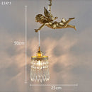 French Vintage Palace Copper Angel Chandelier Lamp for Living Room Bedroom by Ljojo