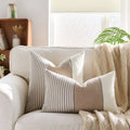 Cream Tan Two Tone Striped Pillow Cover for Home Sofa Couch Living Room by Ljojo