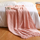 Cozy Knit Throw Blanket with Tassel, Black Lightweight Decorative Blanket for Couch and Bed by Ljojo