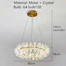Clear Crystal LED Chandeliers Round Lamp Modern Gold Metal Wire Adjustable G4 Bulb Replaceable - Ljojo