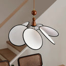 French Retro Fabric Petal Pendant Light Wooden Accent for Restaurant Hotel Living Room Dining Room Home Decor
