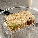 Ljojo 4/6 Grids Plastic Food Tray Dual Handle Snack Fruit Organizer
