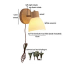 Ljojo LED Wall Light Fixture Ceramic Wood Interior Lighting Bedside Lamp