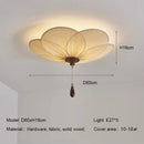 Ljojo Wabi-Sabi Retro Flowers Fabric Ceiling Lamp for Home Decor Bedroom Lighting