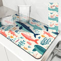 Ljojo Marine Whales Desk Drain Pad, Heat Resistant Non-slip Kitchen Drying Mat