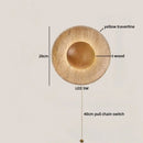 Ljojo LED Wall Lights Bathroom Decor Pull Chain Switch Black Iron Yellow Travertine