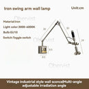 Nordic Vintage Copper Swing Arm Wall Lamp 360º Adjustable Bedside Sconce by Ljojo