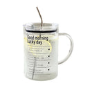 Ljojo 1000ML Glass Measuring Cup with Lid and Straw Handle for Home Drinkware