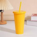 Ljojo 24oz Solid Color Reusable Cold Cup with Lid and Straw
