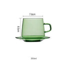 Ljojo 350ml Stackable Glass Coffee Tea Cup in Amber Blue Green Colors