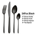 Ljojo 32-Piece Black Stainless Steel Cutlery Set, Elegant Dinnerware Kit