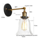 Ljojo Loft Rustic Clear Glass LED Wall Light - Industrial Style Iron Wall Lamp