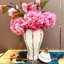 Ljojo™ Gold Plaid Ceramic General Jar with Lid - Home Decor Vase & Storage Jar