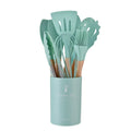 Ljojo 12-Piece Silicone Utensils Set with Wooden Handles for Non-Stick Cooking