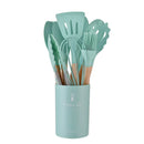 Ljojo 12-Piece Silicone Utensils Set with Wooden Handles for Non-Stick Cooking
