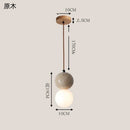 Travertine Pendant Lamp Stone Chandelier with Glass Ball - Luxurious Hanging Light for Bedroom by Ljojo