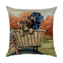 Cute Dog Watercolor Linen Cushion Cover 45*45cm - Ljojo