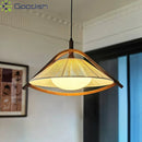 Japanese Painted Fashion Wooden Hat LED Pendant Light Chandelier for Living Room by Ljojo