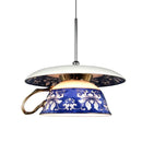 Blue Chinese Style Flower Cup Pendant Lights - Charming Kitchen and Dining Room Decor by Ljojo.