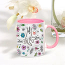 Ljojo 3D Effect Kids Names Mug with Flowers for Mother's Day Gifts