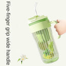 Ljojo 550ML Glass Sports Water Bottle with Straw - Large Capacity Cute Outdoor Travel Cup