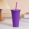 Ljojo 24oz Solid Color Reusable Cold Cup with Lid and Straw