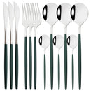 Ljojo 12-Piece Black Gold Stainless Steel Cutlery Set for Parties and Kitchens