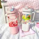 Ljojo 1000ML Plastic Water Bottle with Straw and Handle, Outdoor Sports Camping Double Drink Cup