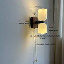 Ljojo LED Wall Lamps 2 Heads Pull Chain Switch White Glass Stair Light