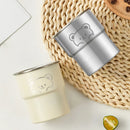 Ljojo Little Bear Stainless Steel Coffee Cup with Wooden Pad