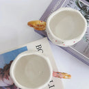 Ljojo 350ML Ceramic Coffee Cup with Bread Knot Handle - White