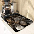 Floral Lines Translucent Flowers Non-Slip Drying Mat for Kitchen Counter by Ljojo