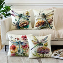 Dragonfly Floral Pattern Pillowcase x Ljojo: Living Room Sofa Chair Cushion Cover