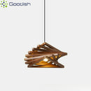 Medieval Bauhaus Wooden Triangular Frame LED Pendant Lights for Living Room by Ljojo