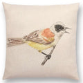 Birds Painting Cushion Cover - Ljojo Collection: Robin, Titmouse, Toucan, Sparrow, Firecrest, Cardinal, Bullfinch