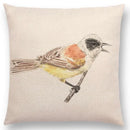 Birds Painting Cushion Cover - Ljojo Collection: Robin, Titmouse, Toucan, Sparrow, Firecrest, Cardinal, Bullfinch