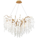 Gold Tree Branch Crystal Chandelier - Elegant White Jade Lampshade - Ljojo