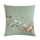 Blue Flower Bird Branch Pattern Cushion Set by Ljojo - Square Pillowcase Home Decoration