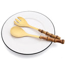 Ljojo Long Handle Serving Spork Set - Bamboo Wooden & Stainless Steel Cutlery