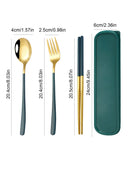 Ljojo 3pc Tableware Set: Fork, Spoon, Chopsticks Dessert Combination