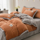Ljojo 2024 Solid Color Milk Fleece 4-Piece Set with Wide Edge Craft & Flannel Quilt Cover