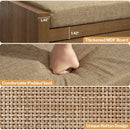 Ljojo™ Rattan Shoe Bench with Storage Drawer, Linen Seat, Farmhouse Boho Style