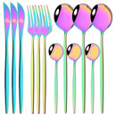 Ljojo 12-Piece Black Gold Stainless Steel Cutlery Set for Parties and Kitchens