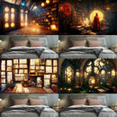 Ljojo Magic Book House Tapestry Wall Art - Bohemian Hippie Home Decoration