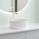 Ljojo Marble Patterned Circular Gold-Edged Ceramic Bathroom Sink