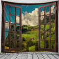 Ljojo 3D Window View Tapestry - Boho Style Wall Decor for Home, Bedroom, Dorm